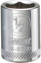 DeWALT DWMT88978OSP Hand Socket, 1/2 in Socket, 3/8 in Drive, 6-Point, Vanadium Steel, Polished Chrome